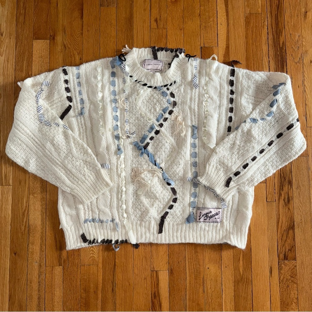 LINGUA FRANCA Jade Cable Knit Crewneck Sweater Alpaca Wool Size 2X - Picture 7 of 13